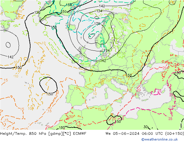 Height/Temp. 850 hPa ECMWF St 05.06.2024 06 UTC