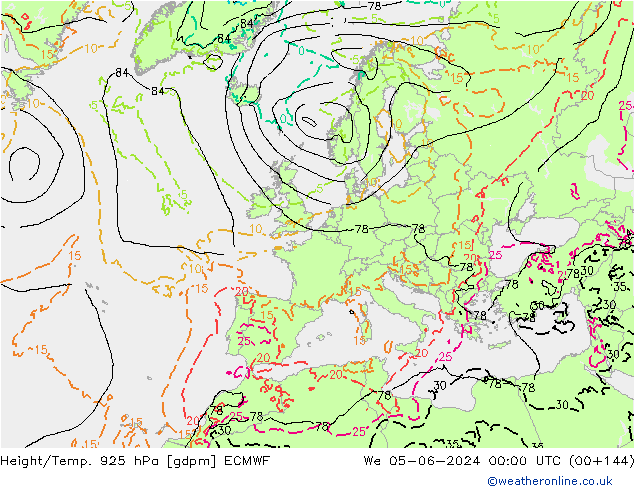 Yükseklik/Sıc. 925 hPa ECMWF Çar 05.06.2024 00 UTC