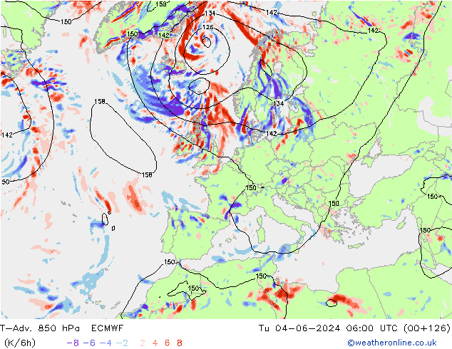 T-Adv. 850 hPa ECMWF mar 04.06.2024 06 UTC