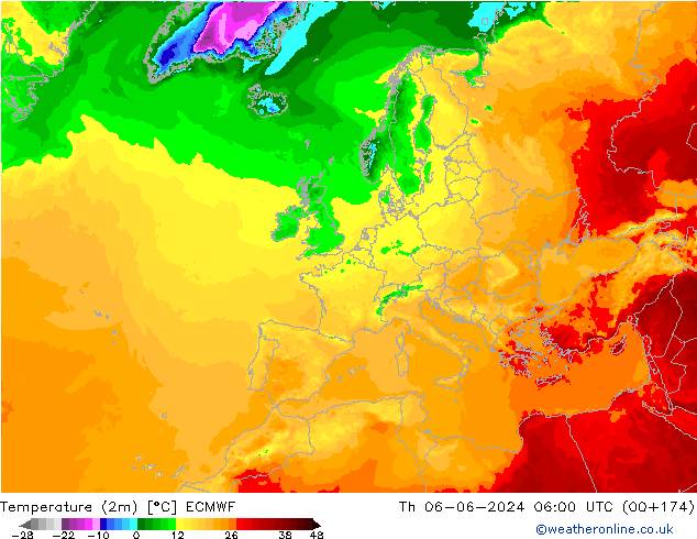 карта температуры ECMWF чт 06.06.2024 06 UTC