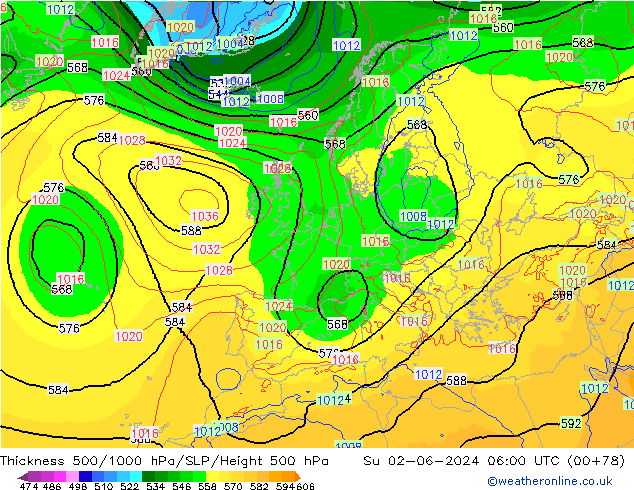 Thck 500-1000hPa ECMWF dom 02.06.2024 06 UTC