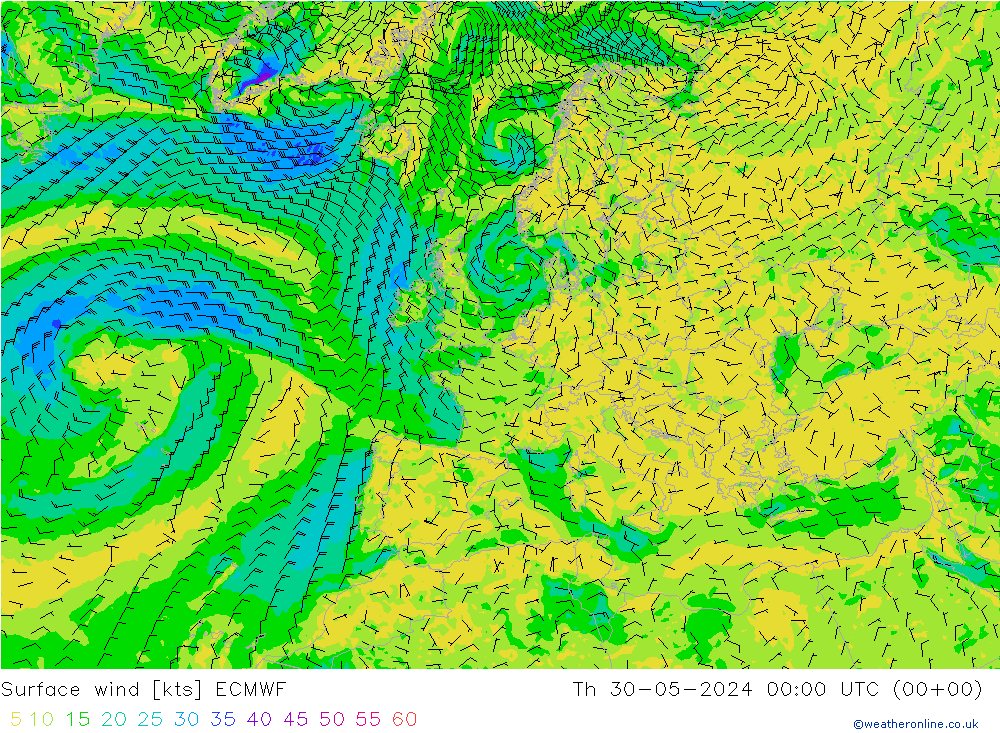 风 10 米 ECMWF 星期四 30.05.2024 00 UTC