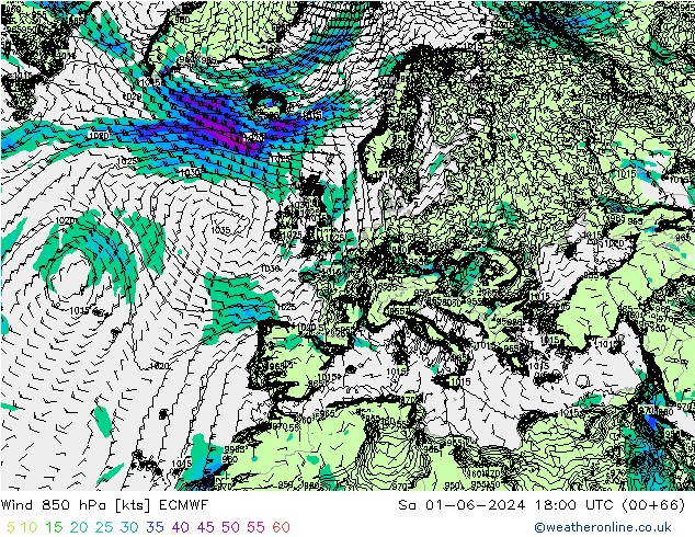 Wind 850 hPa ECMWF Sa 01.06.2024 18 UTC