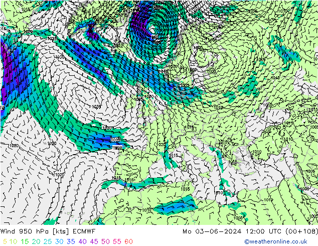 Wind 950 hPa ECMWF Po 03.06.2024 12 UTC