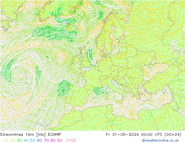 ветер 10m ECMWF пт 31.05.2024 00 UTC