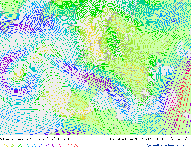 Rüzgar 200 hPa ECMWF Per 30.05.2024 03 UTC