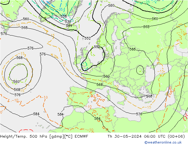 Z500/Rain (+SLP)/Z850 ECMWF jeu 30.05.2024 06 UTC