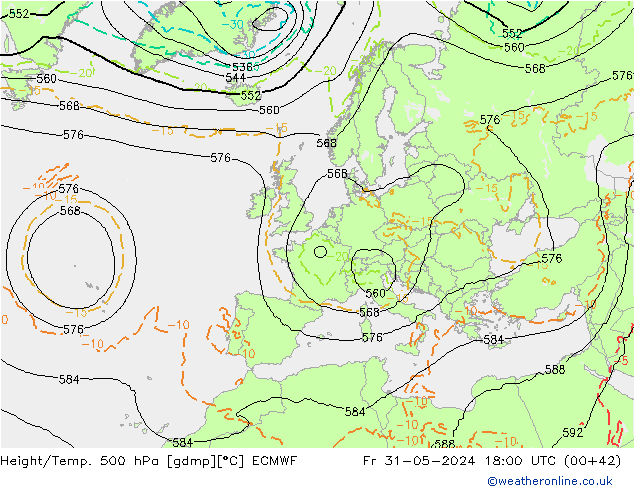 Z500/Rain (+SLP)/Z850 ECMWF пт 31.05.2024 18 UTC