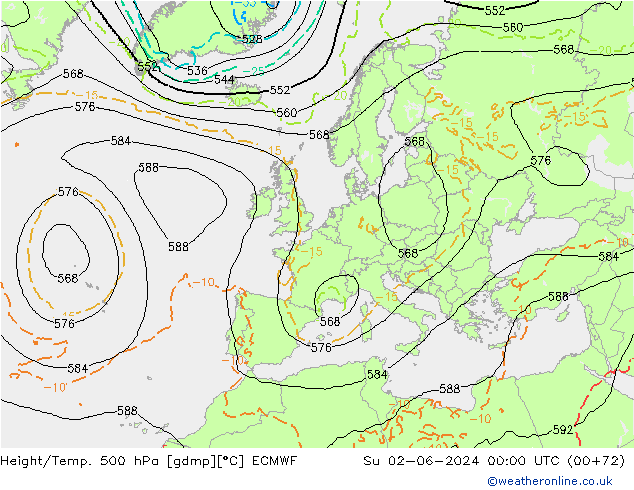 Height/Temp. 500 hPa ECMWF  02.06.2024 00 UTC