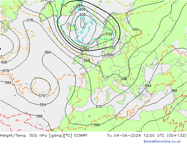 Z500/Rain (+SLP)/Z850 ECMWF mar 04.06.2024 12 UTC