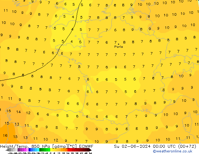 Z500/Rain (+SLP)/Z850 ECMWF Ne 02.06.2024 00 UTC