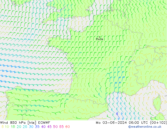 Wind 850 hPa ECMWF ma 03.06.2024 06 UTC