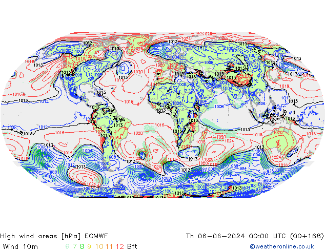 High wind areas ECMWF Qui 06.06.2024 00 UTC