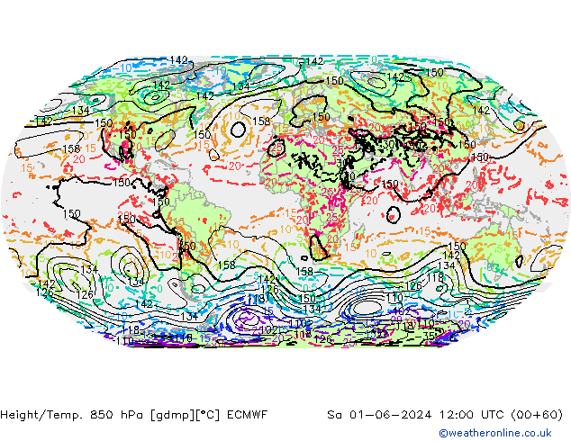 Height/Temp. 850 hPa ECMWF sab 01.06.2024 12 UTC