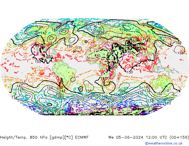 Hoogte/Temp. 850 hPa ECMWF wo 05.06.2024 12 UTC