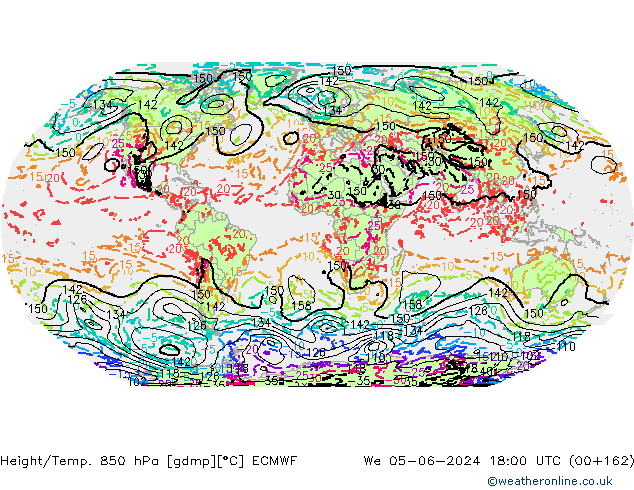 Géop./Temp. 850 hPa ECMWF mer 05.06.2024 18 UTC