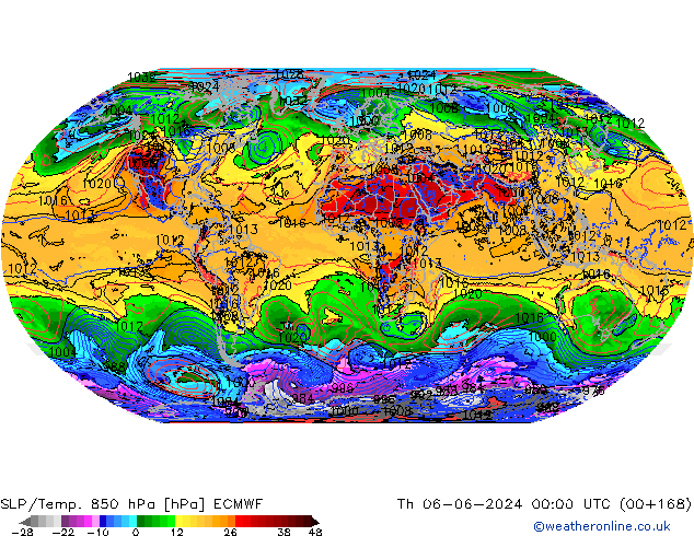 SLP/Temp. 850 hPa ECMWF  06.06.2024 00 UTC