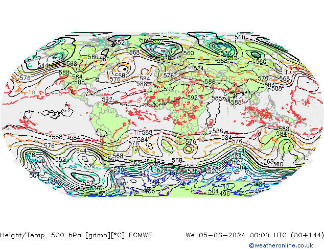 Z500/Yağmur (+YB)/Z850 ECMWF Çar 05.06.2024 00 UTC