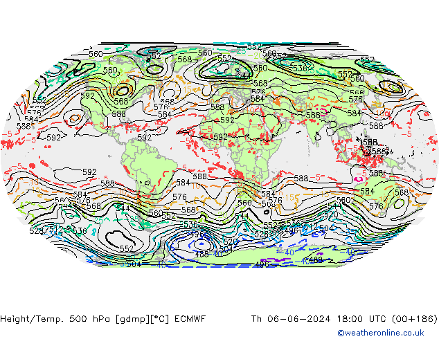 Z500/Rain (+SLP)/Z850 ECMWF Qui 06.06.2024 18 UTC