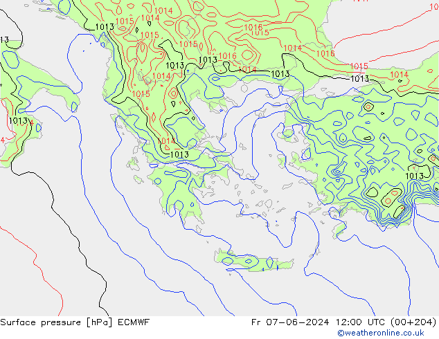 ciśnienie ECMWF pt. 07.06.2024 12 UTC