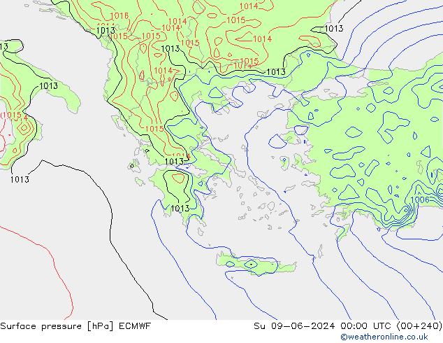 Surface pressure ECMWF Su 09.06.2024 00 UTC