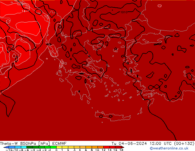 Theta-W 850hPa ECMWF Tu 04.06.2024 12 UTC