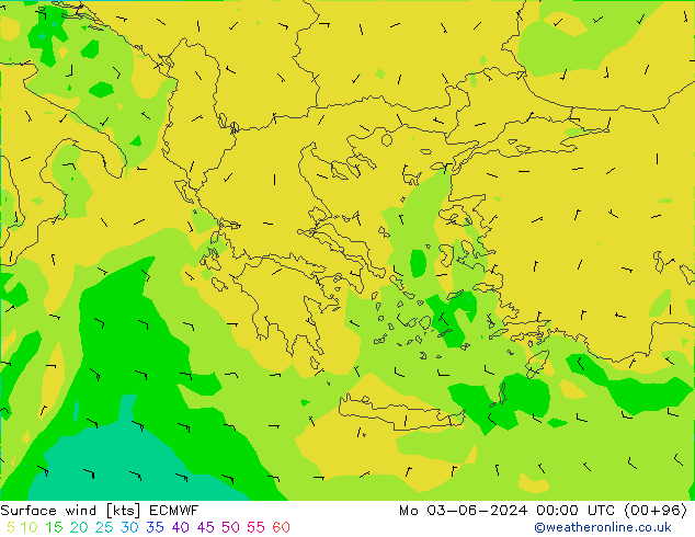 Wind 10 m ECMWF ma 03.06.2024 00 UTC