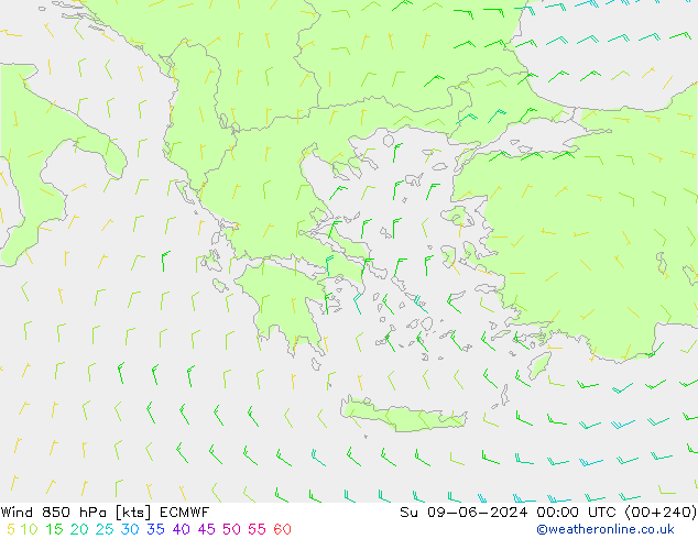 Wind 850 hPa ECMWF zo 09.06.2024 00 UTC