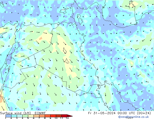 Vento 10 m (bft) ECMWF Sex 31.05.2024 00 UTC