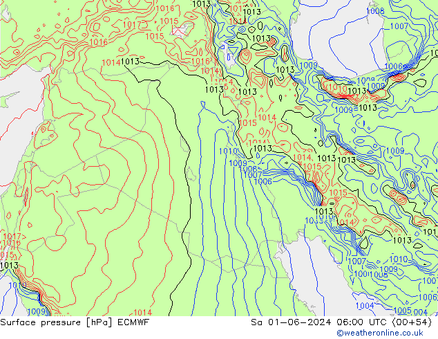 ciśnienie ECMWF so. 01.06.2024 06 UTC