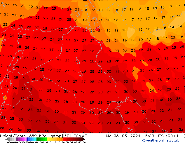 Z500/Rain (+SLP)/Z850 ECMWF Mo 03.06.2024 18 UTC