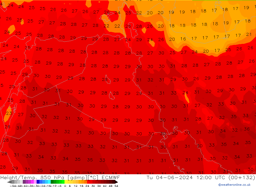 Z500/Rain (+SLP)/Z850 ECMWF Tu 04.06.2024 12 UTC