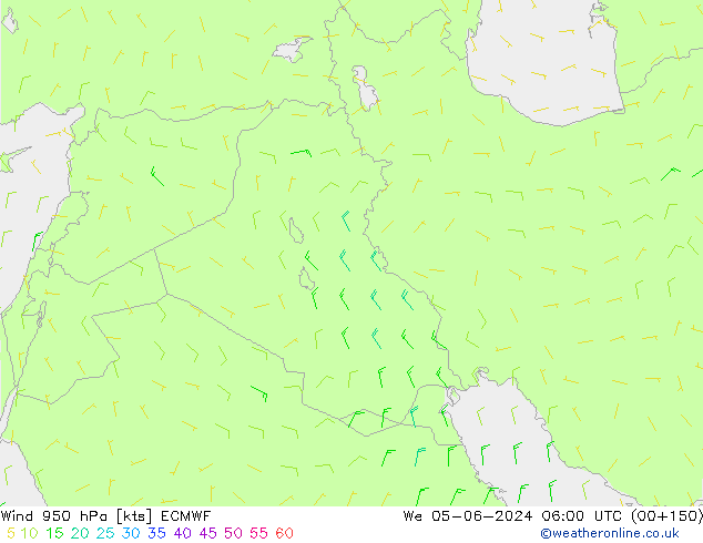 Wind 950 hPa ECMWF St 05.06.2024 06 UTC