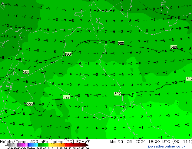 Z500/Rain (+SLP)/Z850 ECMWF Mo 03.06.2024 18 UTC