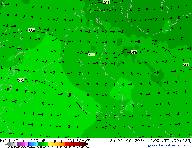 Z500/Rain (+SLP)/Z850 ECMWF Sáb 08.06.2024 12 UTC