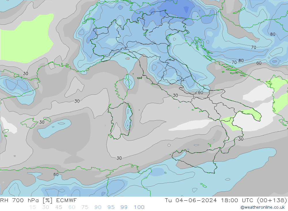 700 hPa Nispi Nem ECMWF Sa 04.06.2024 18 UTC