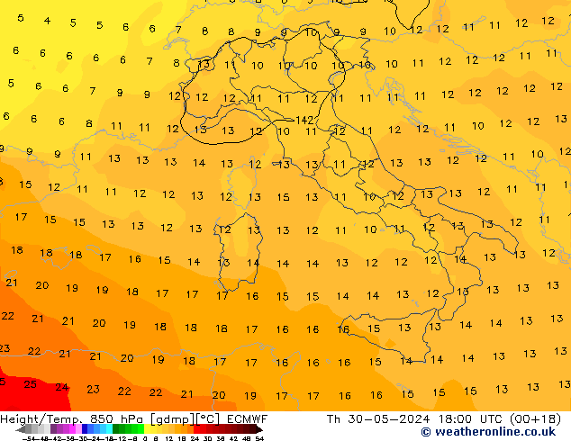 Z500/Rain (+SLP)/Z850 ECMWF Th 30.05.2024 18 UTC