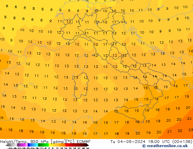 Z500/Rain (+SLP)/Z850 ECMWF Tu 04.06.2024 18 UTC