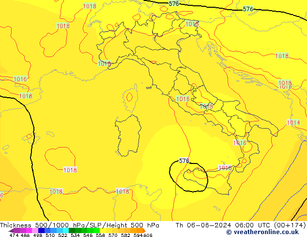 Thck 500-1000hPa ECMWF jeu 06.06.2024 06 UTC