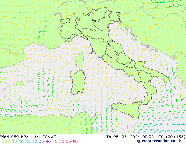 Rüzgar 950 hPa ECMWF Per 06.06.2024 00 UTC