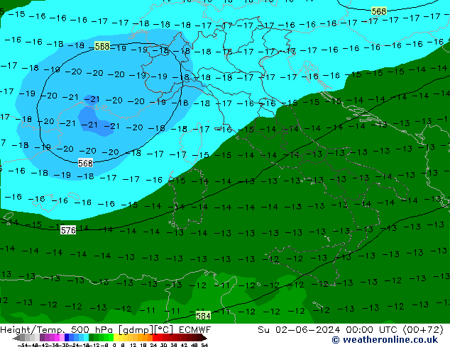 Z500/Rain (+SLP)/Z850 ECMWF dom 02.06.2024 00 UTC