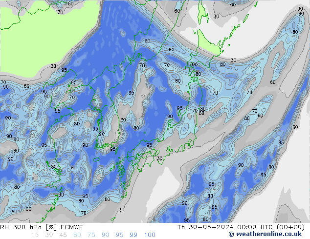 RH 300 hPa ECMWF  30.05.2024 00 UTC