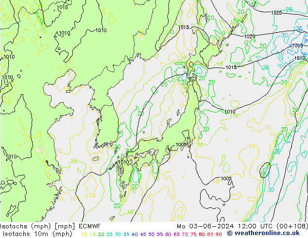 Isotachs (mph) ECMWF Po 03.06.2024 12 UTC
