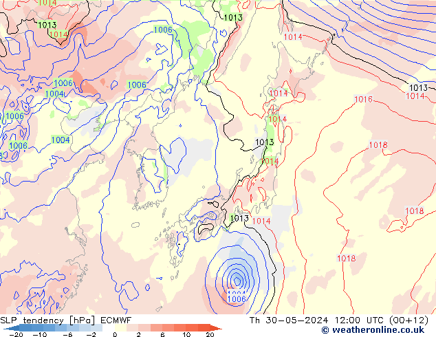 тенденция давления ECMWF чт 30.05.2024 12 UTC