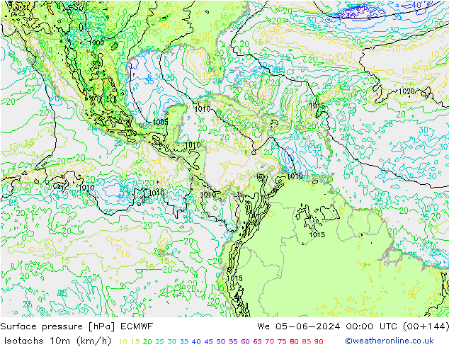 Isotachs (kph) ECMWF We 05.06.2024 00 UTC