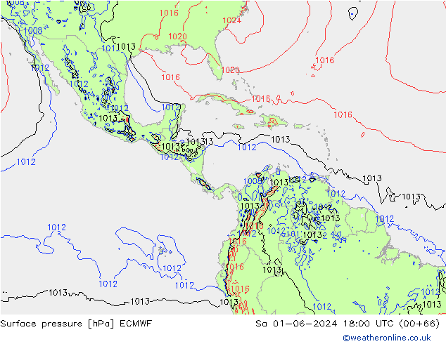 приземное давление ECMWF сб 01.06.2024 18 UTC