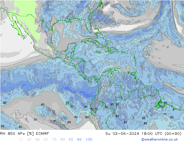 850 hPa Nispi Nem ECMWF Paz 02.06.2024 18 UTC