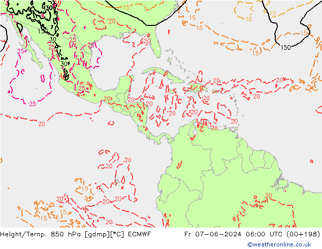 Height/Temp. 850 hPa ECMWF Pá 07.06.2024 06 UTC