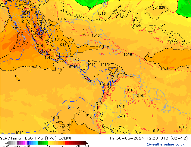 SLP/Temp. 850 hPa ECMWF do 30.05.2024 12 UTC