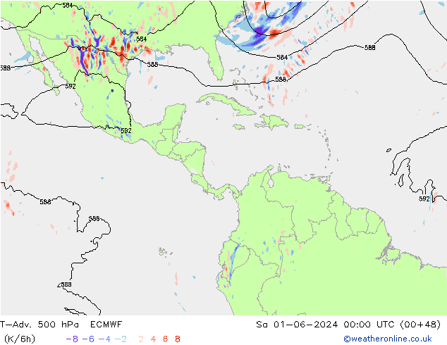 T-Adv. 500 hPa ECMWF za 01.06.2024 00 UTC